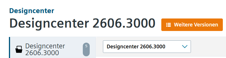 Support Center: Designcenter 2606.3000 mit Button Weitere Versionen