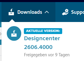 Support Center Downloads: Aktuelle Version Designcenter 2606.4000