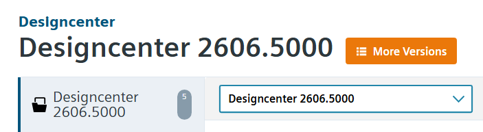 Support Center: Produktseite Designcenter 2606.5000 mit Button More Versions