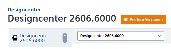 Support Center: Produktseite Designcenter 2606.6000 mit Button Weitere Versionen