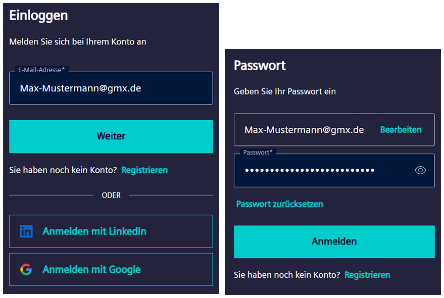 Support Center: Anmeldung mit E-Mail und Passwort