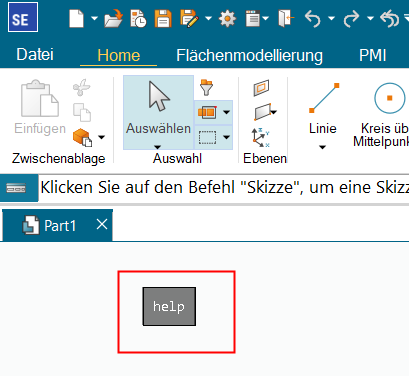 Solid Edge: kleines Eingabefeld mit Text help nach Shift+Strg+1