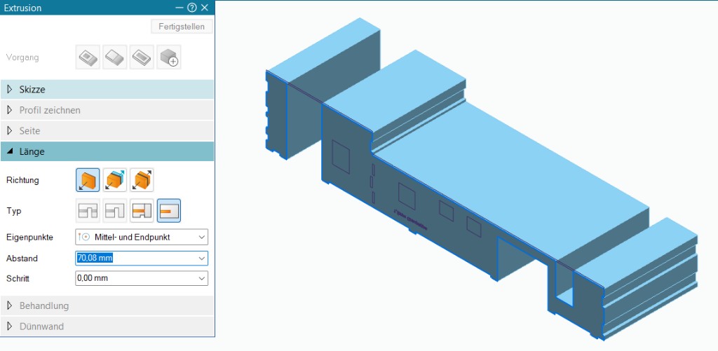 Extrusion der Gebäudekontur zum 3D-Volumen