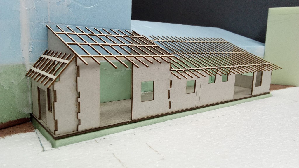 Lasergeschnittenes Modellhaus, entstanden aus einem DXF-Import