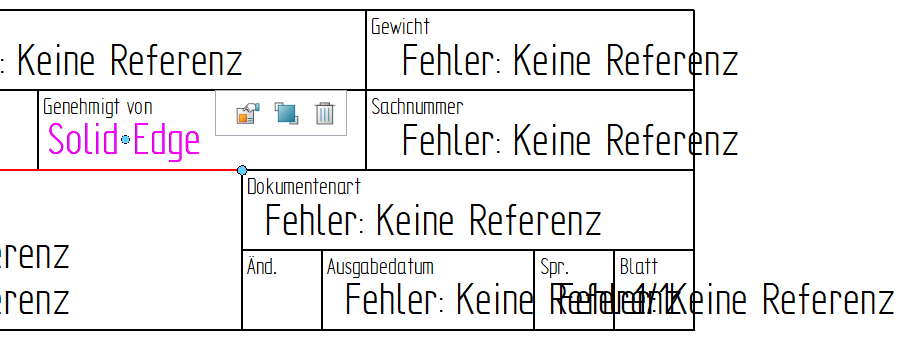 Einzelne Referenztext-Felder im Schriftkopf