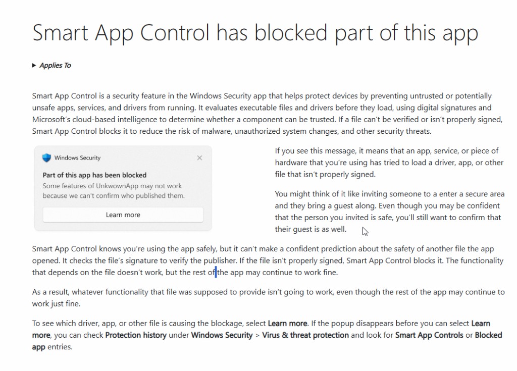 Windows: Smart App Control has blocked part of this app – Erklärung